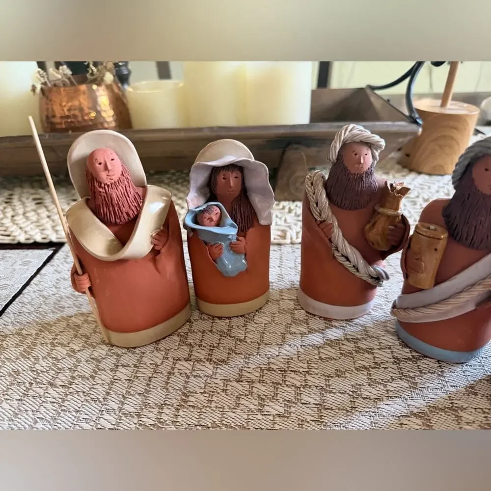 Vintage Artisan nativity set terracotta 5 pcs